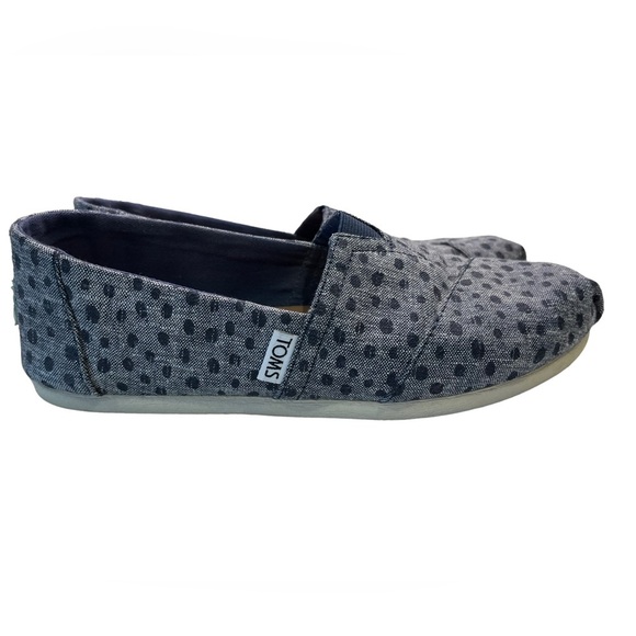 Toms- navy print flats - size 6.5m - GUC - Picture 1 of 7